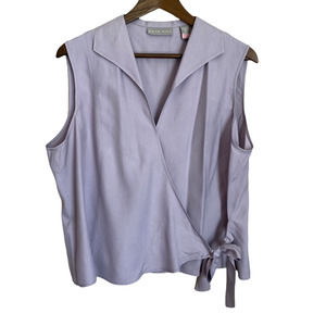 Kate Hill 100% Silk Sleeveless Wrap Blouse - Size 18